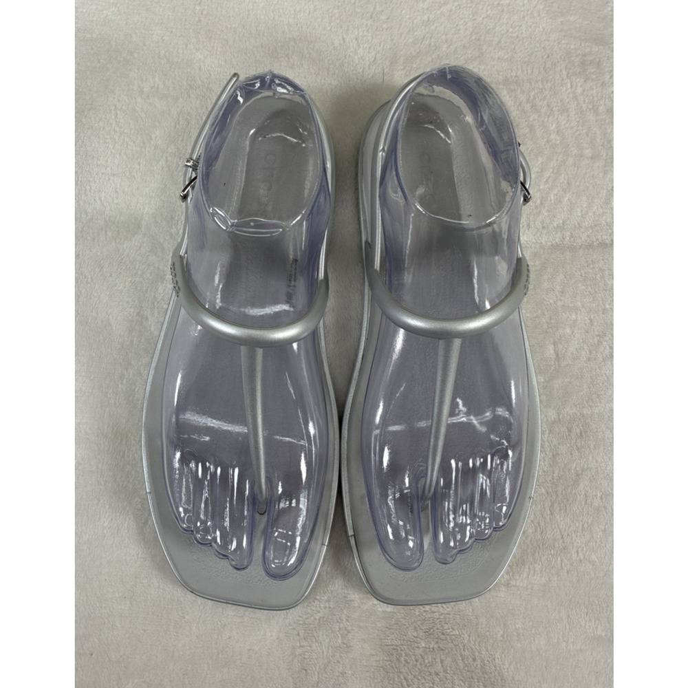 Crocs Miami T Strap Womens Sandals Size W6 Silver Thong Slingback Flat Charity - Picture 10 of 14